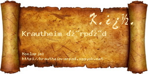 Krautheim Árpád névjegykártya